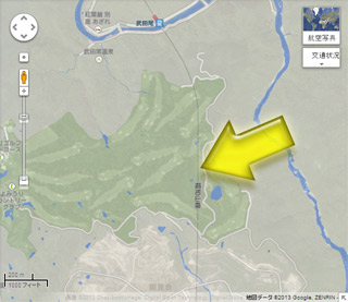 JR宝塚線：西宮名塩－武田尾間のトンネル付近の航空写真に地図を重ねたところ