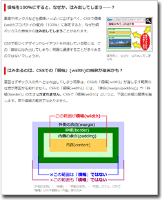 横幅を100%にした際、親ボックスからはみ出すのを防ぐ