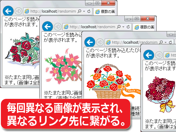 複数の画像リンクからランダムに1つを表示する方法