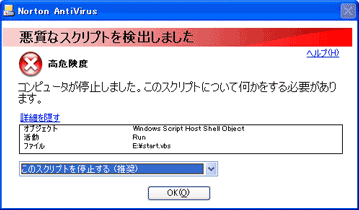 Norton AntiVirusダイアログ