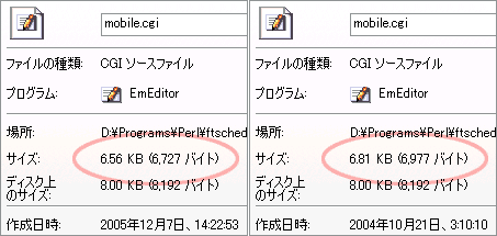 同じファイルのはずなのにファイルサイズが違う…？