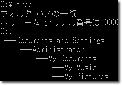 フォルダ構造をテキストでツリー表示できる「tree」コマンド