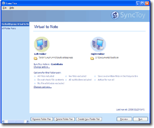 SyncToy（Microsoftのフォルダ同期ツール）画面イメージ