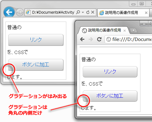 角丸枠内にグラデーションを掛けた例（IE,Chrome）