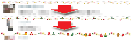 mixiのつぶやき上部に表示されるクリスマス飾りのグレード