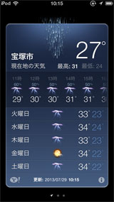 iPod touchの天気アプリ