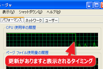 更新の存在を確認できたら、CPU使用率は下がる