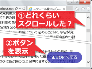 スクロール量に応じてTOPへ戻るボタンを表示する方法