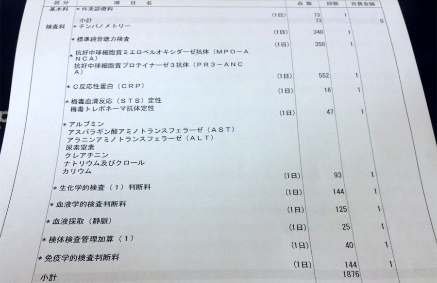 検査料会計