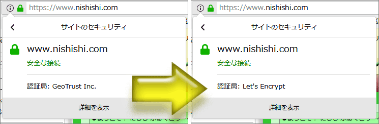 SSLの認証局名がGeoTrustからLet's Encryptに変わった