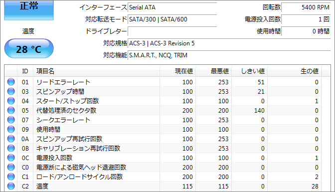 新HDD 電源投入回数1回