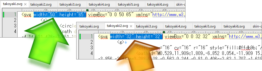 viewBoxの値に合わせてwidthとheightのピクセル数を書き加える例