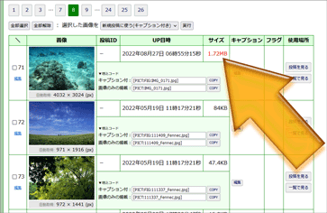 「画像1枚あたりの最大サイズ」の超過画像を赤色で表示