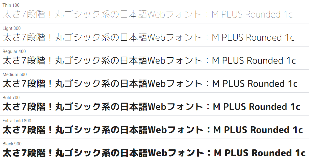 極細 極太まで 丸ゴシック日本語webフォントを7段階の細さ 太さ で表示する方法 スタイルシートtipsふぁくとりー